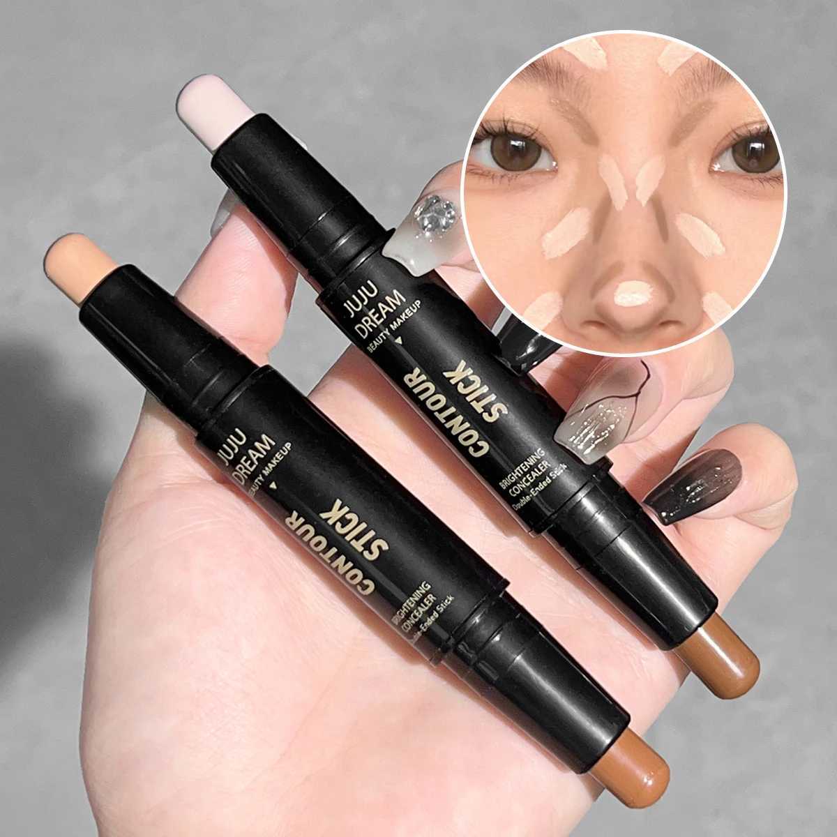 Double-ended Concealer Pen Contour Stick Dual-purpose Highlighter Stick Nose Shadow Contouring Face Covering Acne Marks XJ250618
