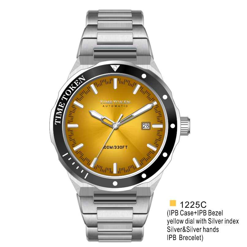 TIME TOKEN Men's Fashion Watch, 316L Steel Case, Japan 8215 Mechanical Movement, Sapphire Glass, Double Push Clasp, 100M Water Resistance