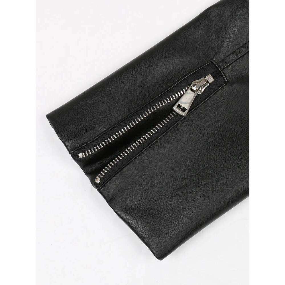 Nerazzurri Spring Autumn Short White Black Soft Faux Leather Biker Jacket Women Long Sleeve Zipper Belt Cool Outerwear