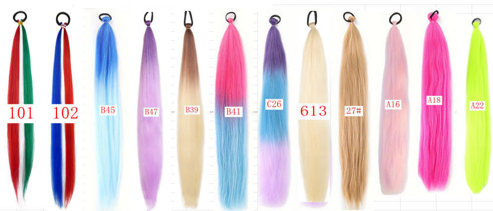Colorful Gradient Ponytail Hair Extensions Box Braids Elastic Rope Braids for Girls Kids
