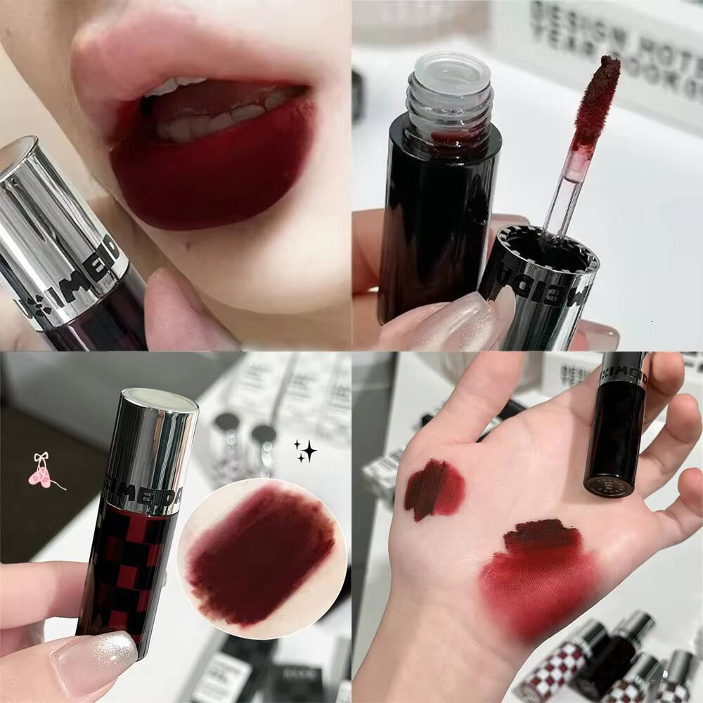 Checkered Nude Purple Matte Mud Mousse Waterproof Punk Red Velvet Gloss Non-Stick Cup Lipstick Tint Lip Makeup happy