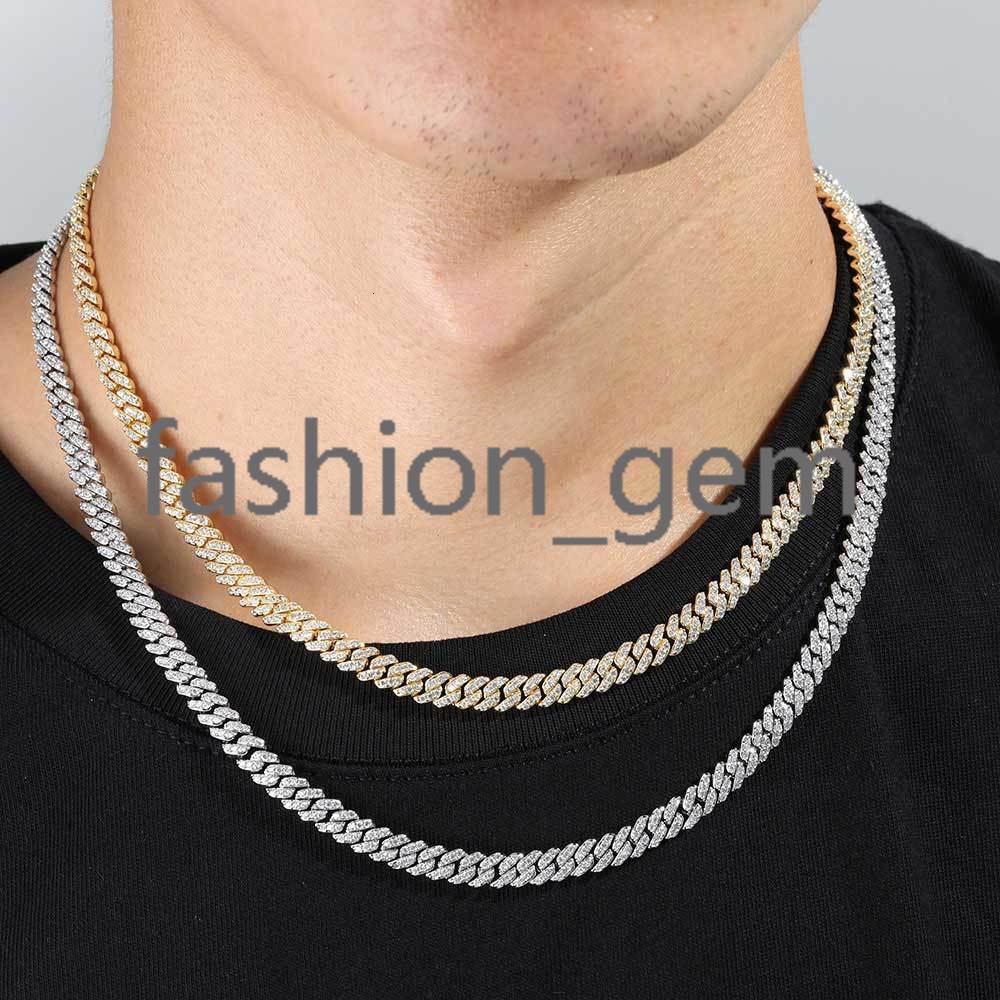 Hight Quality 6MM VVS Moissanite Cuban Link Hip Hop Jewelry for Women White Gold 925 Silver Cuban Chain Necklace for Gift