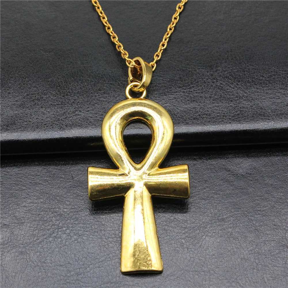 3 Colors 80x42mm Ancient Egyptian Key Of Life Ankh Cross Pendant Necklace Punk Hiphop Long Chain Necklace Jewelry Accessories W250618