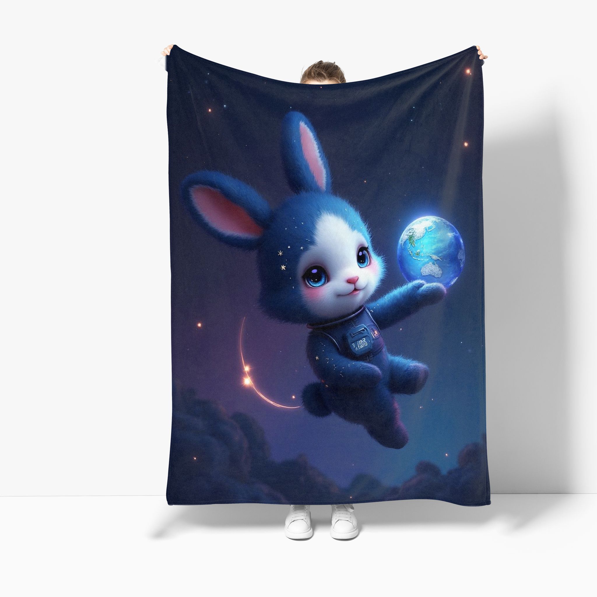 VIKAMA Star Rabbit Astronaut Cover Blanket Bedroom Living Room Sofa Camping Essential Cartoon Cute Portable Travel Blanket