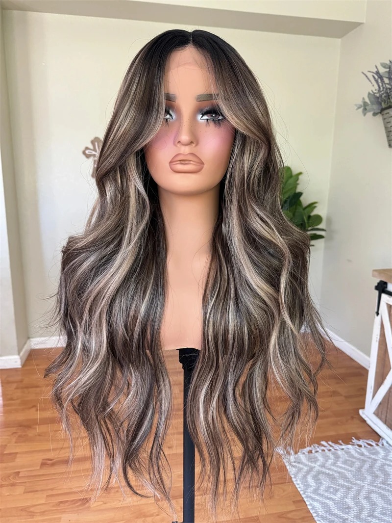 Hd Transparent Body Wave Lace Front Wig Colored Highlight Human Hair Wigs For Women Brazilian 4/27 Blonde Pre Plucked Wigs Synthetic