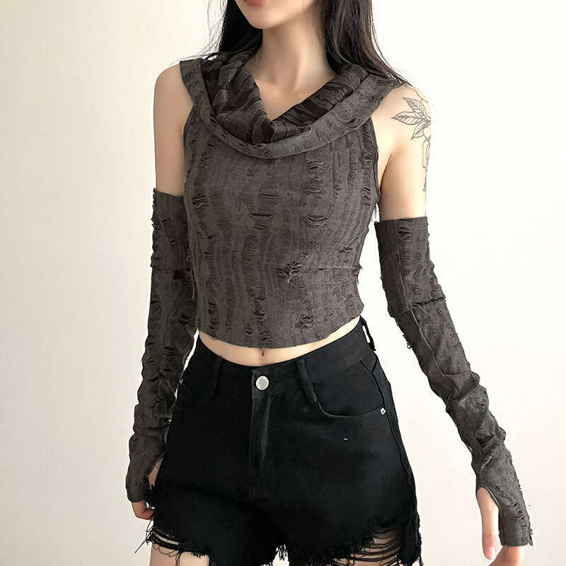 Summer New Women's Solid Color Slim Fit Crop Top Street Fashion Hooded Sleeveless Vest B5