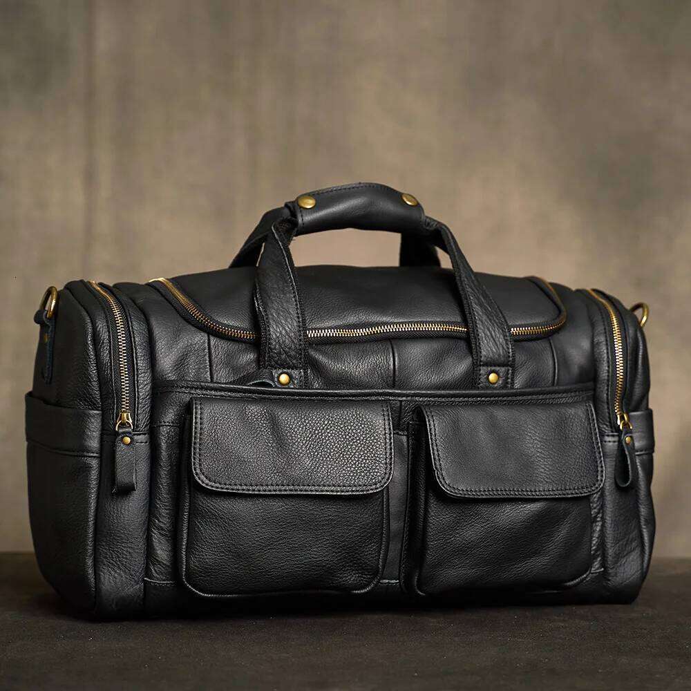 Retro Men's Leather Tote Casual Large Capacity Lage Outdoor Travel Fashion One Shoulder Crossbody Bag