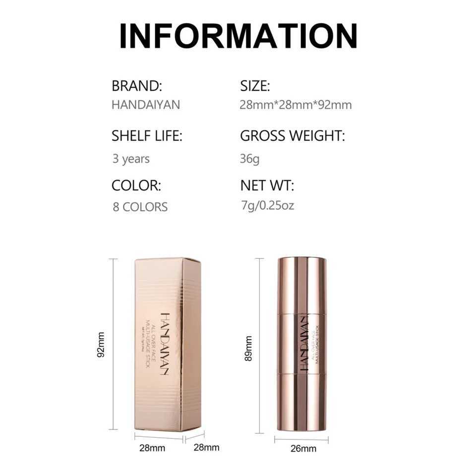 Double Head Highlighter Stick Contour Stick Waterproof Natural Silky Smooth Face Contouring for Nose Shadow With Makeup Brushes XJ250618