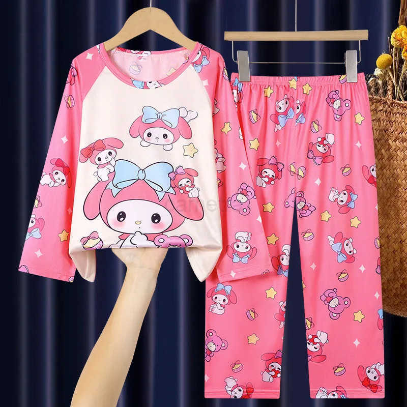 Sanrio Sanrio Collection Children Pajama Sets Trendy Anime Pattern Print Boys Girls Pajamas Suit Soft Loose Comfortable Homewear AutumnXJ250618XJ25061