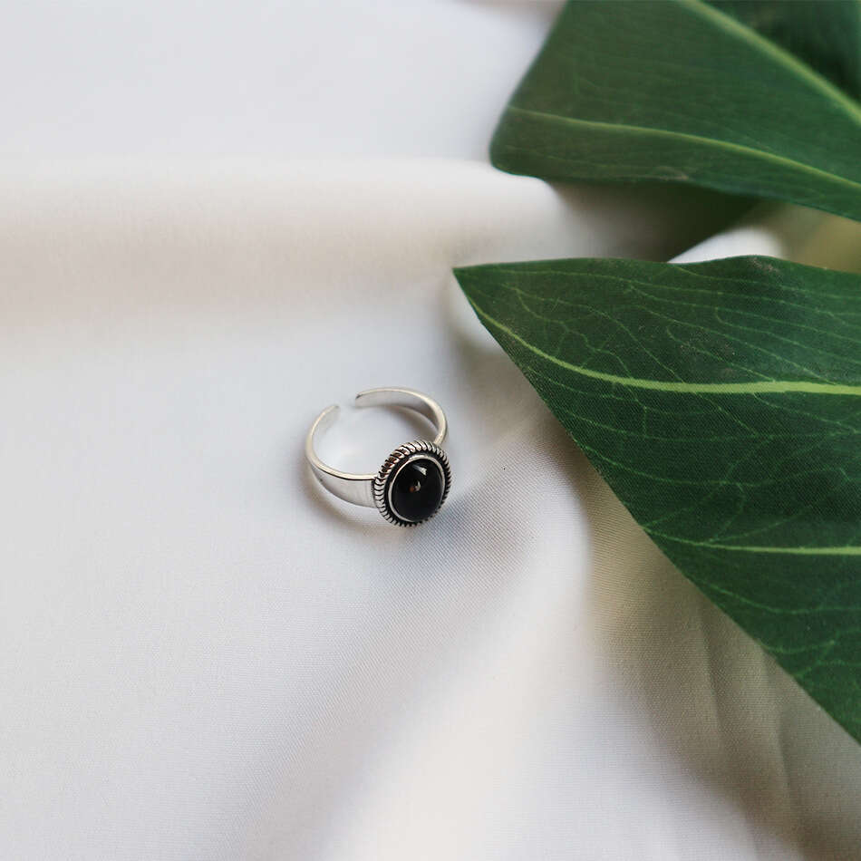 2023 Live Hot Sale Dark Law Chinese Style Super Cool Black Onyx Minimalist Korean and Japanese Light Luxury Handsome Ring
