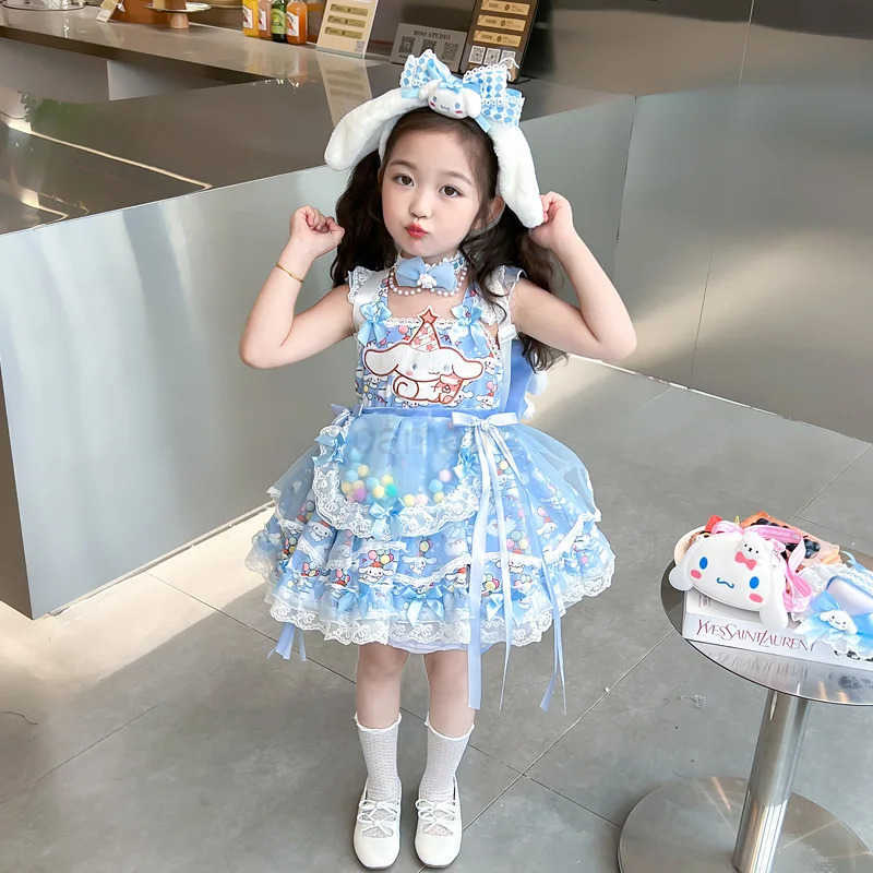Sanrio 2024 Sanrio Cosplay Cinnamoroll Lolita Princess Dress Summer ChildrenS Birthday Party Costume Puffy Skirt Dress Suit Girls Gift XJ250618