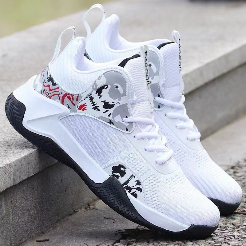 National Trend Basketball Casual Shoes And Teenagers New Versatile Breathable Mid Thickness Mesh Sports Shoes Mid High Top Training Shoes For Men Ddmy