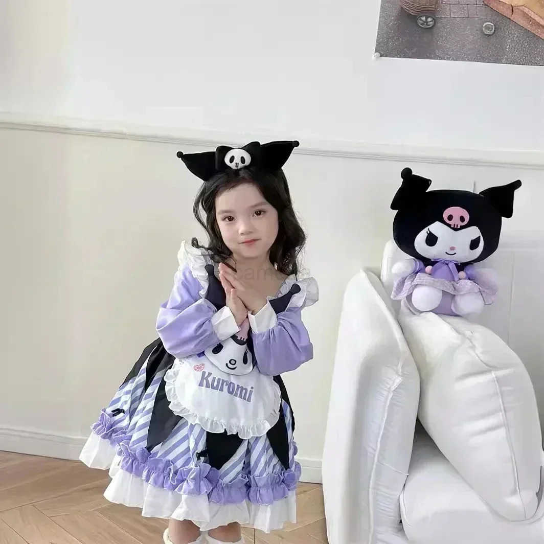 Sanrio Sanrio Cinnamoroll Childrens CosPlay Kuromi Dress Blue Girl Strap Skirt My Melody Dress Princess Dress Girls Birthday GiftsXJ250618