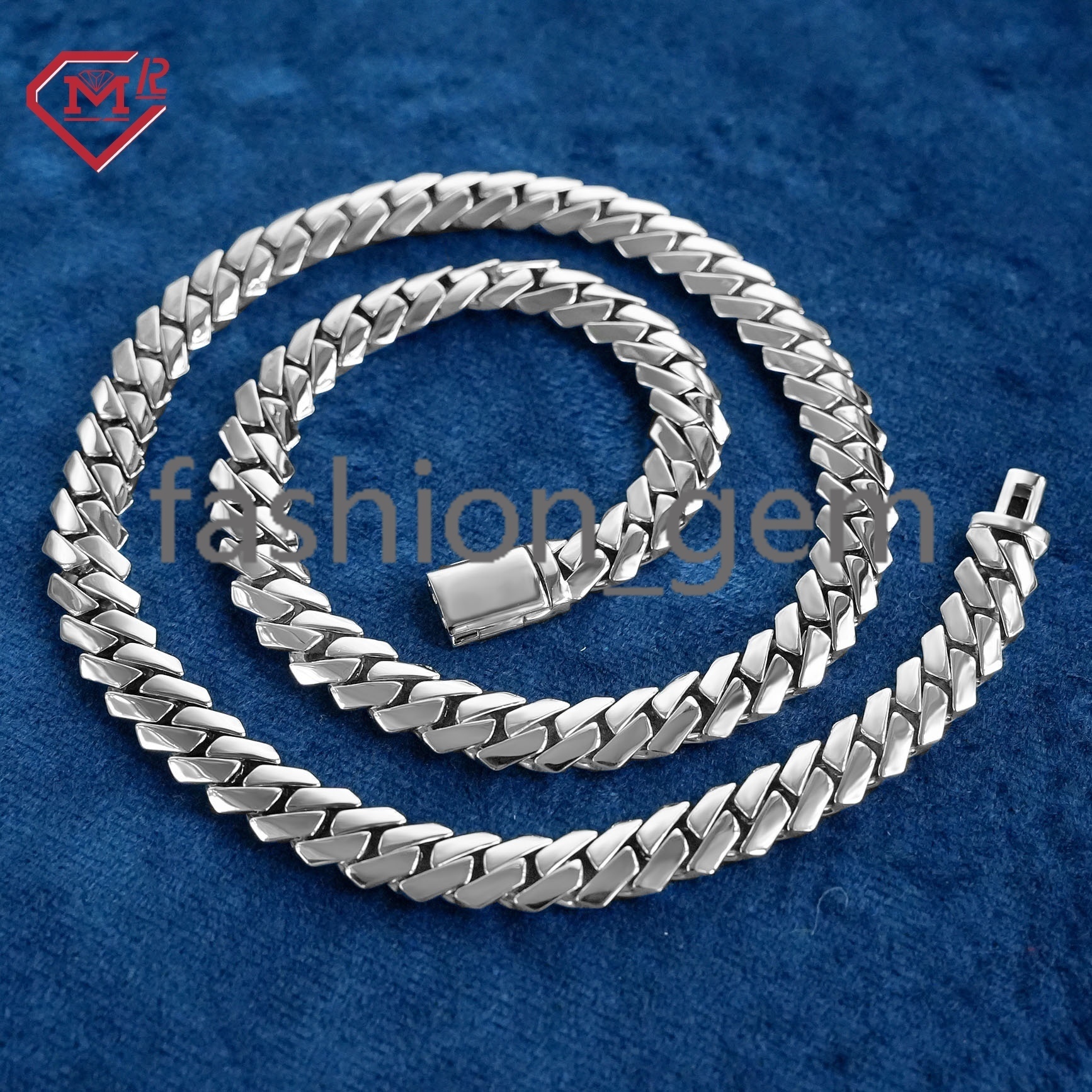 Luxury Cuban Link Chain White Gold Plain 925 Silver Custom Hip Hop Jewelry Cuban Chain Necklaces for Men