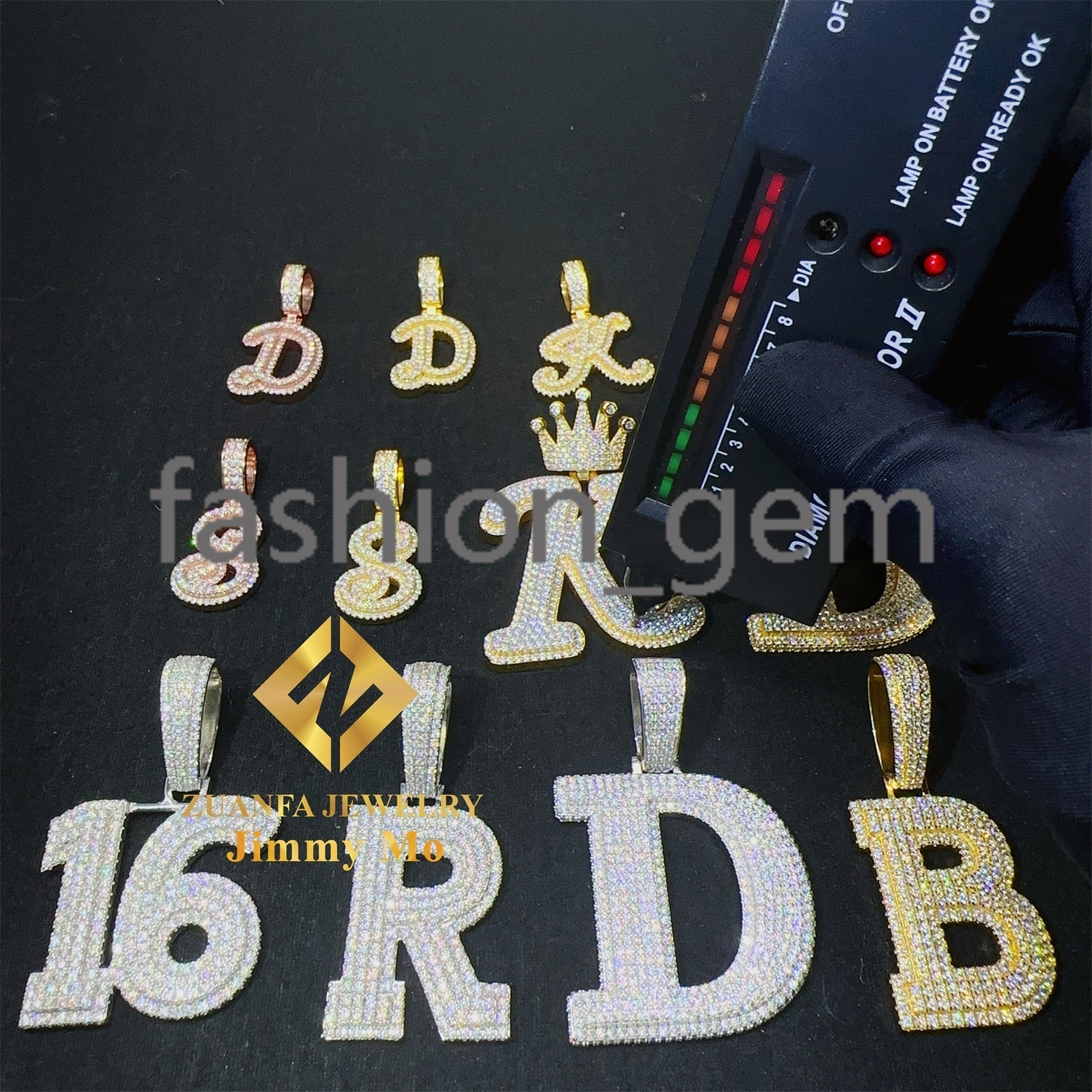 Custom Pass Diamond Tester GRA Certificates Iced Out Hip Hop Jewelry VVS Moissanite Diamond Initial Letter Pendant Necklace