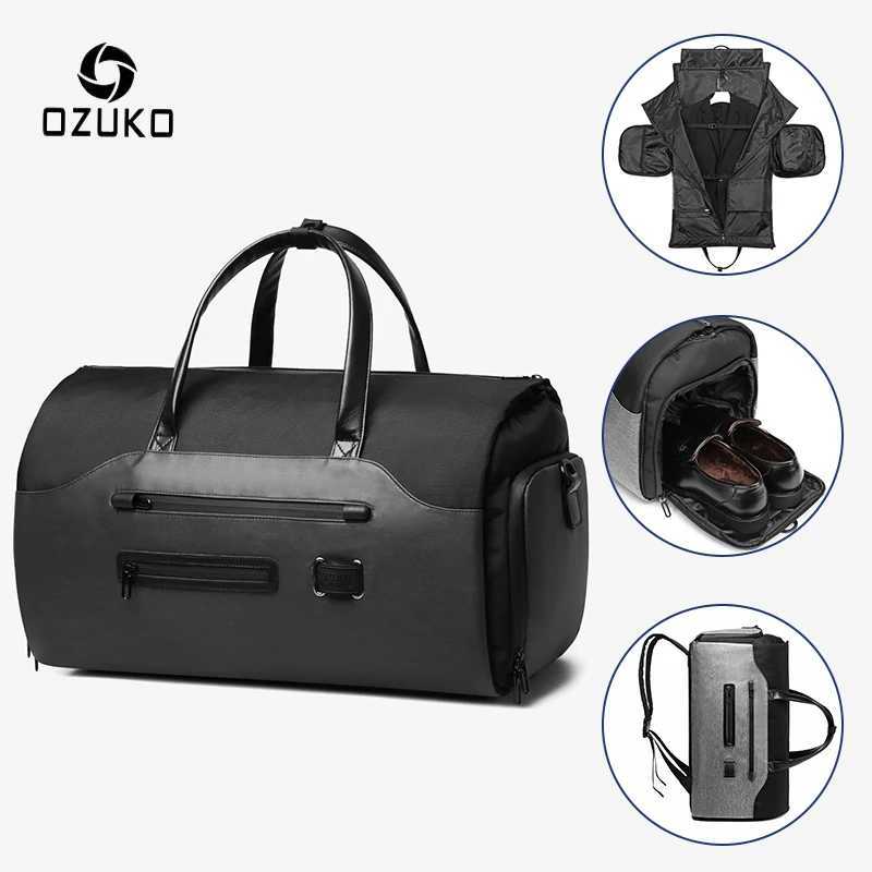 OZUKO Multifunction Men Suit Storage Travel Bag Large Capacity Luggage Handbag Male Waterproof Travel Duffel Bag Shoes Pocket W250618