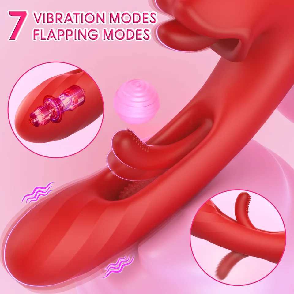 2 in 1 Tongue Thrusting Dildo Vibrator for Women 360 Rotating Clitoris Licking Flapping Adult Sex Toys Couple Female Masturbator W250618