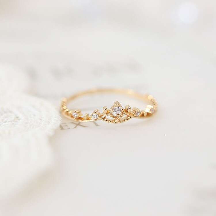 Lily of the Valley Flower Language Same Style Hollow Crown Lace Stackable Tail Light Luxury Versatile Ring