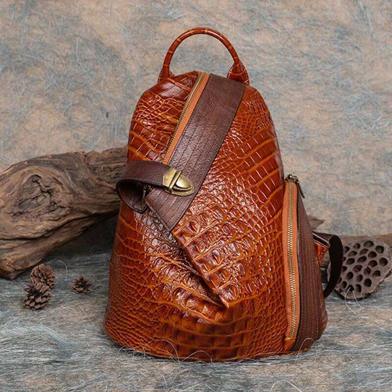 Johnature Vintage Eming Genuine Leather Backpack Multipurpose Women Bag Natural Real Cowhide Handmade Travel Backpacks