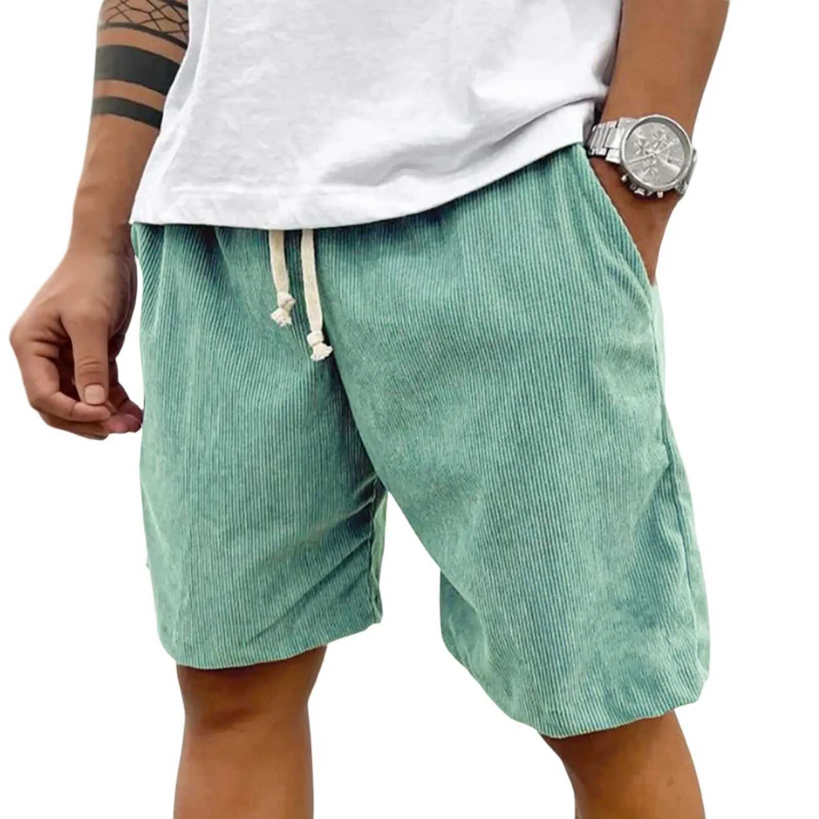 Corduroy casual shorts for men Spring and summer casual shorts elastic waist fitness working shorts solid color short pants XJ250618