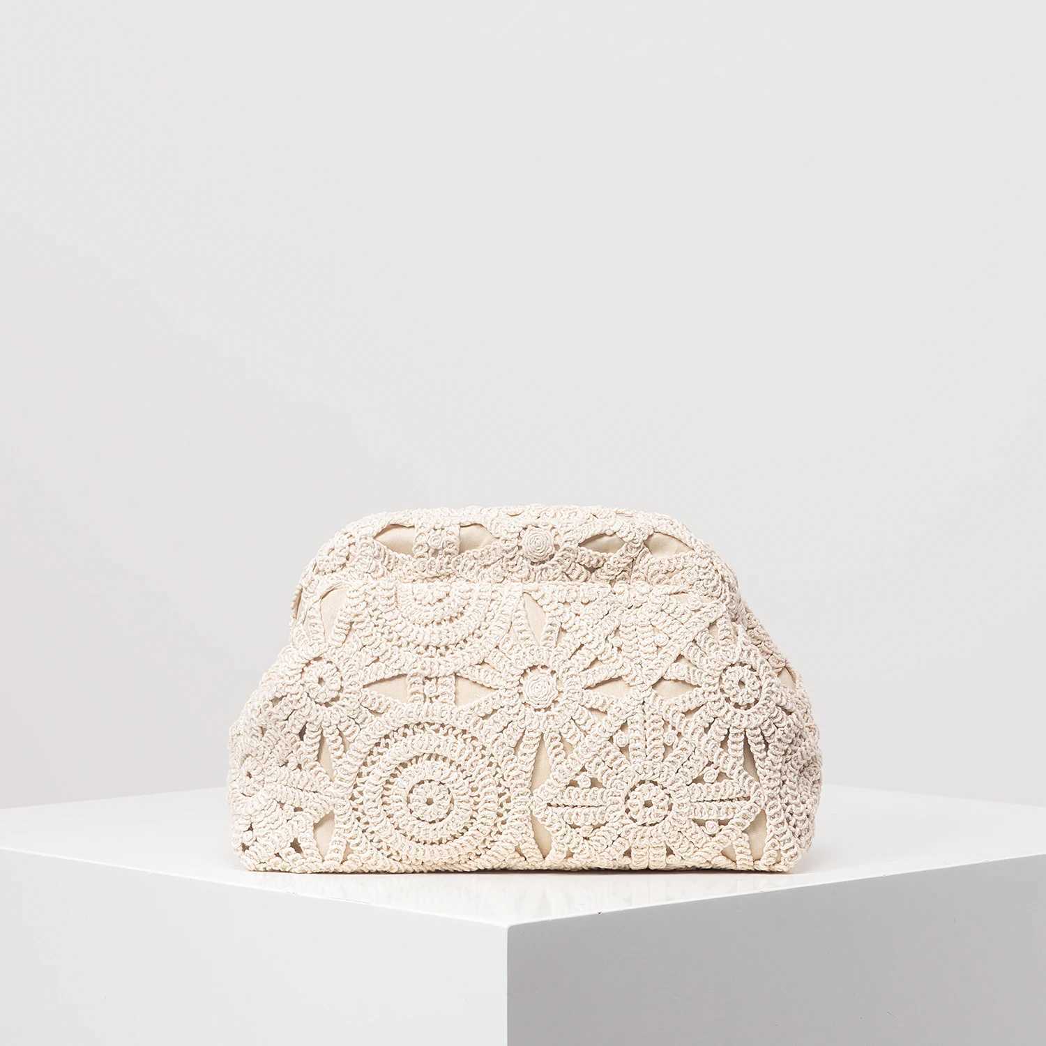 Pattern Hollow Woven Bag Simple Clutch Bag Bohemian Clip Bag Holiday Casual Straw Purse Beach Bag (Random Pattern) Z250618