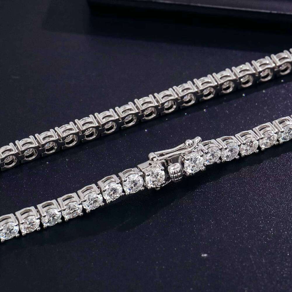 6 9inch Chain Sterling Sier Tennis Bracelet 4mm Silicon Pointed Setting Hip Hop Style for Men and Women