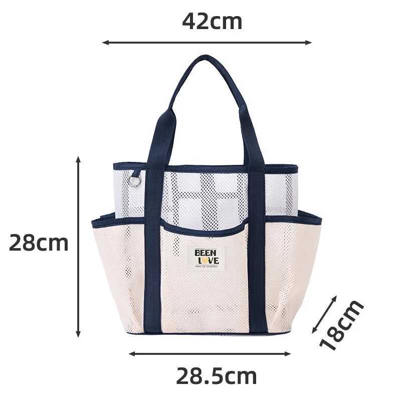 Handheld Mesh Beach Bag Breathable Large Capacity Storage Bag Swimming Toiletry Handbag INS Quick Dry Travel Shoder Bag B250618