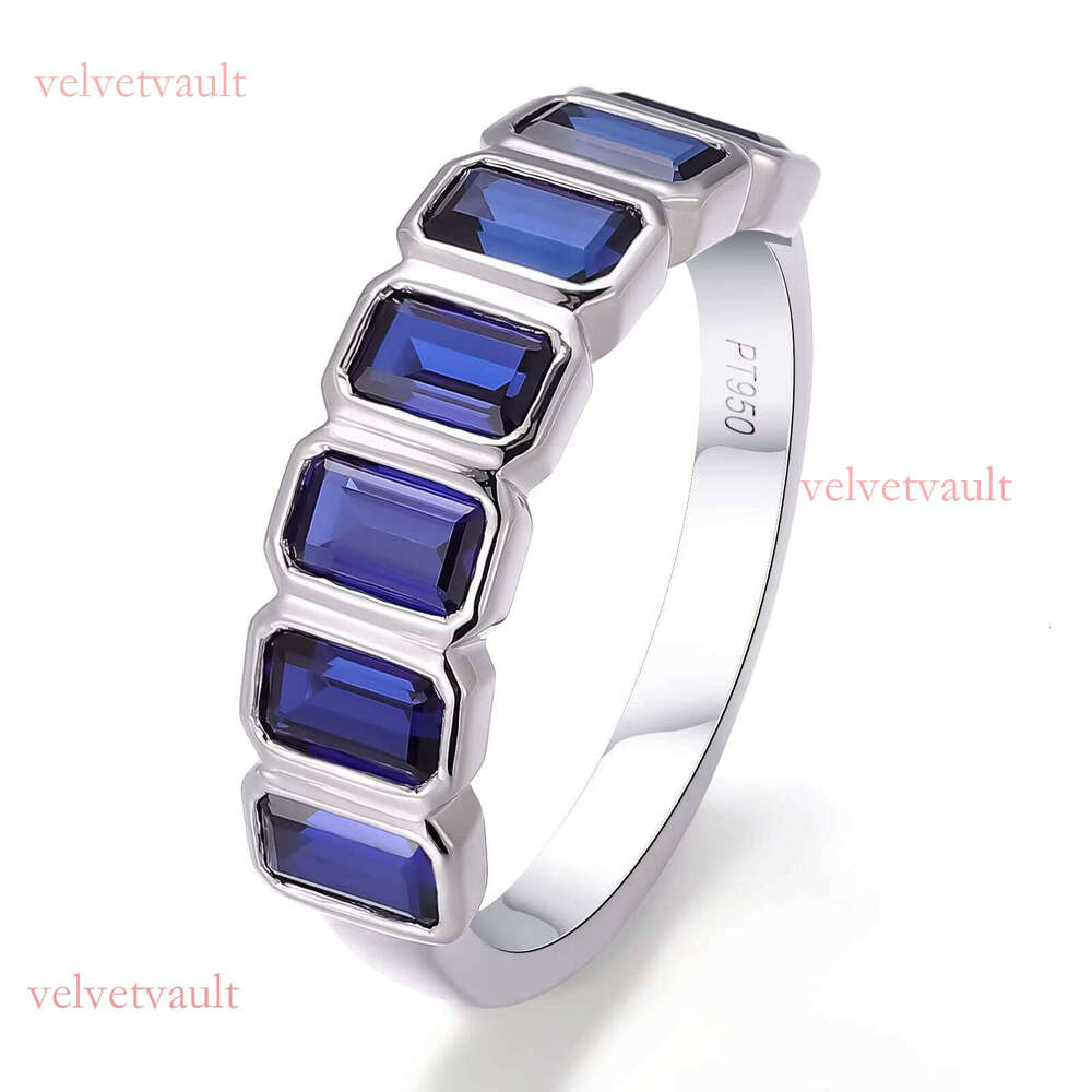 Pt950 Men's Blue Lab Grown Ring