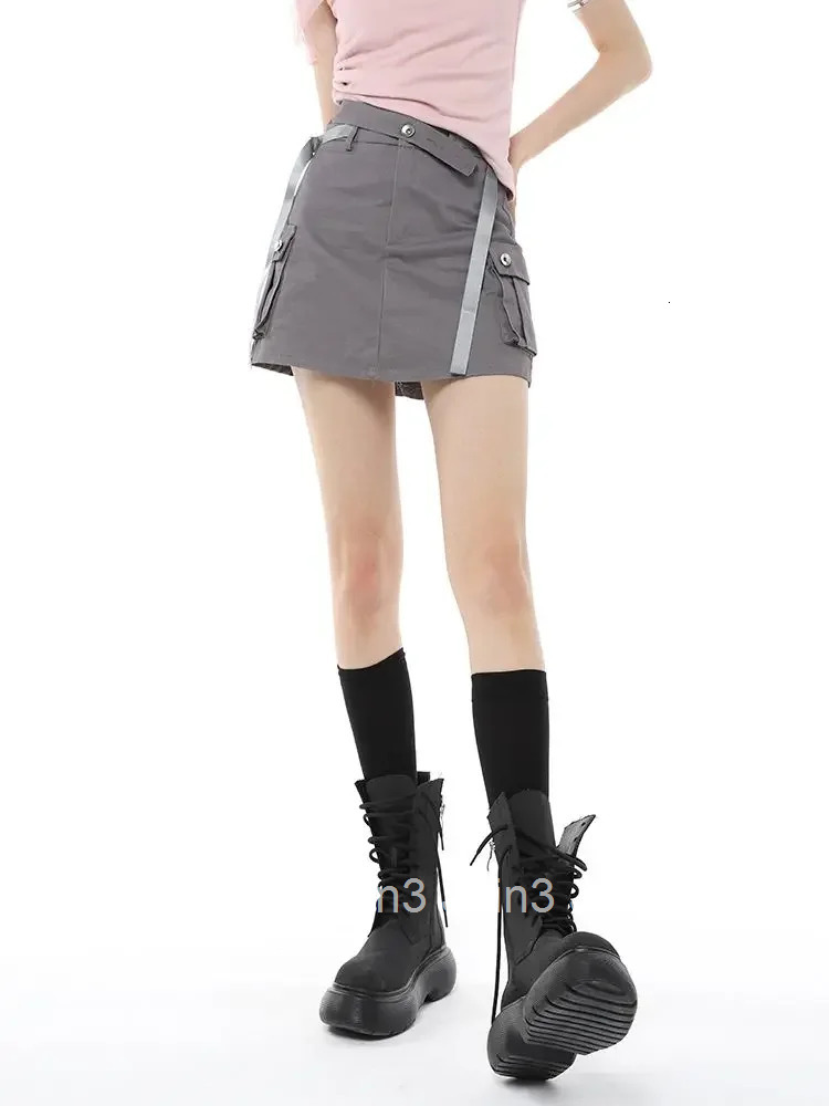 High Waist Cargo Tight Zipper Woman Skirt Wrap Skirts for Women Grey Y2k Vintage Quality Clothing Trend 2025 Streetwear Summer V