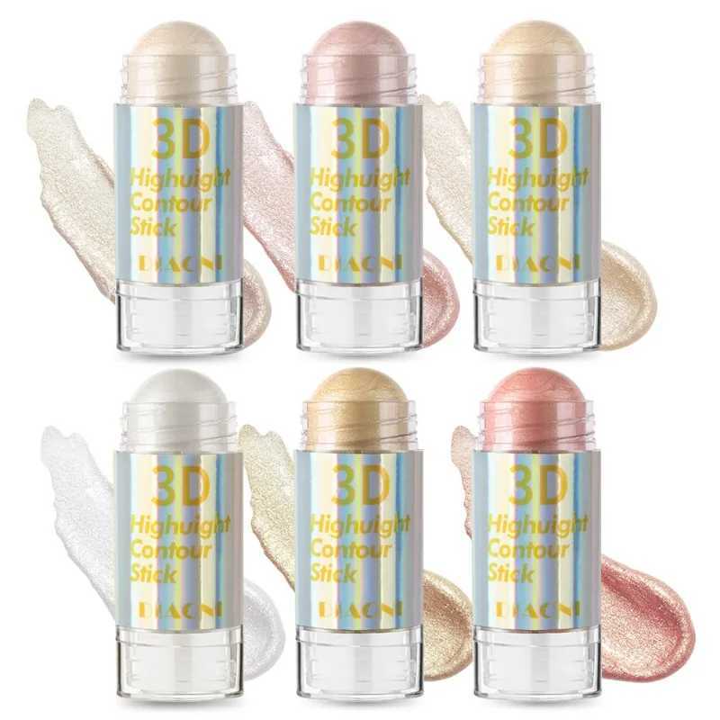 6 Colors 3D Face Brighten Highlighter Stick Cosmetic Face Contour Bronzer Shimmer Highlighter Stick Concealer Cream Makeup tool XJ250618