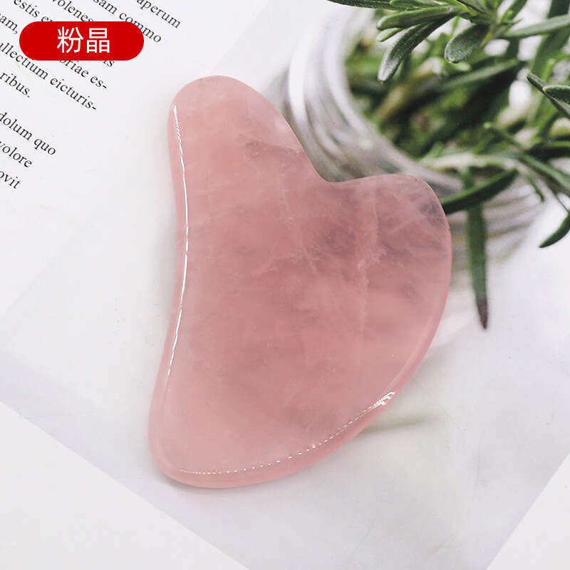 Rose Quartz Jade Guasha Board Pink Natural Stone Arts And Crafts Scraper Gua Sha Tools For Face Neck Back Body Acupuncture Pressure Therapy Tablero De