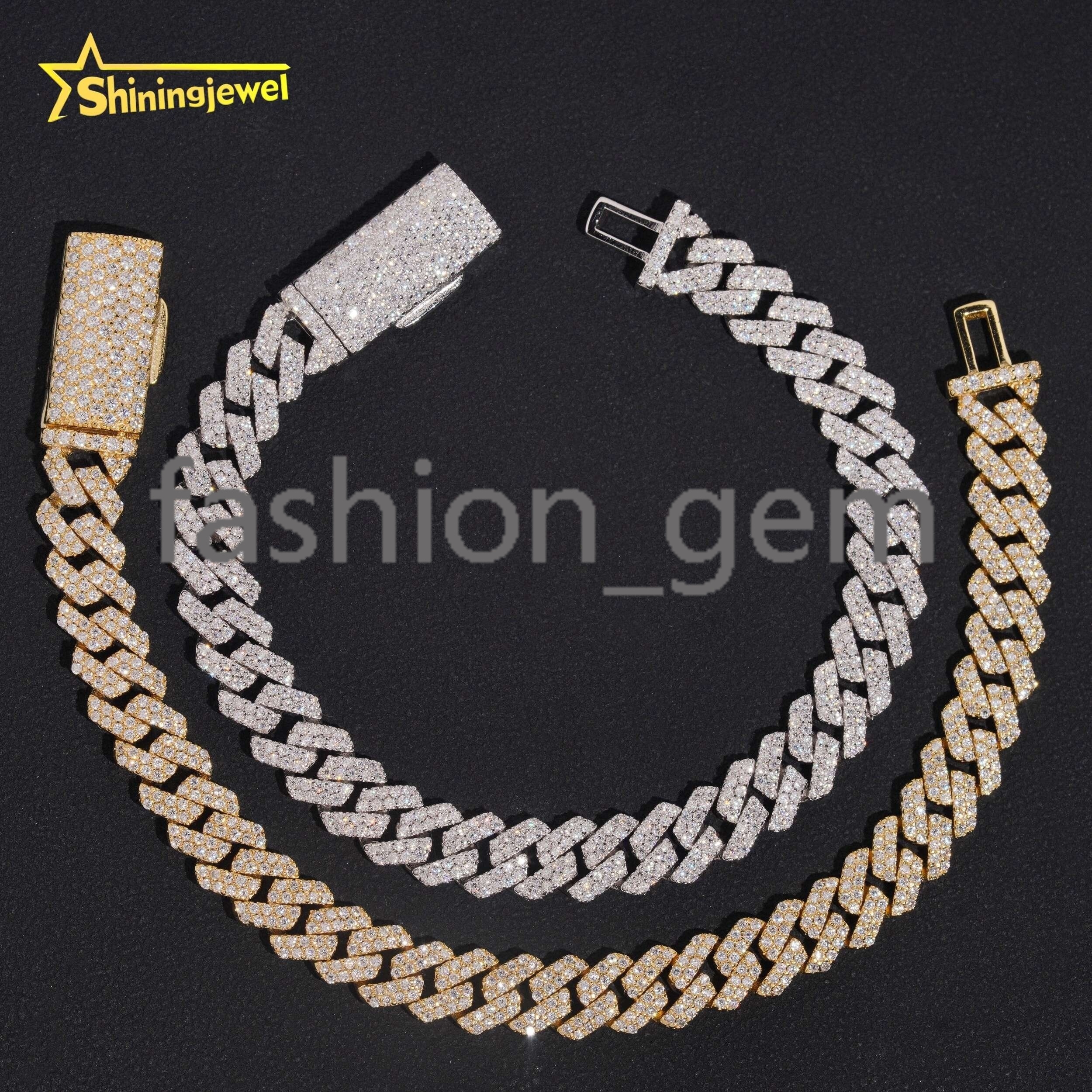 Iced Out Jewelry Pass Diamond Tester 8mm High Quality Hip Hop Moissanite 925 Silver Cuban Link Bracelets