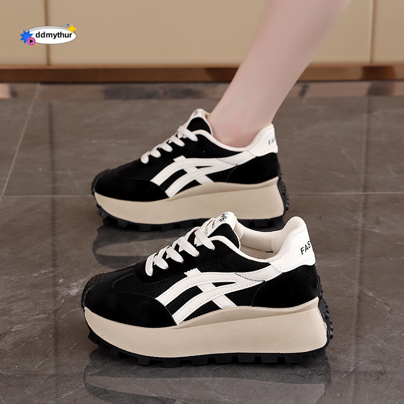 2025 Spring Versatile Height-Increasing Dad for Women, Niche Student Thick-Soled Casual Shoes, Mesh Breathable Fashion Agan Shoes ddmythur