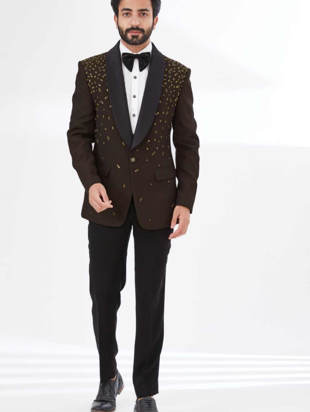 Vintage Wedding Tuxedos 2 Piece Set Jacket Pants Beaded Men Suit Shawl Lapel Groom Wear Party Evening Suits Customized