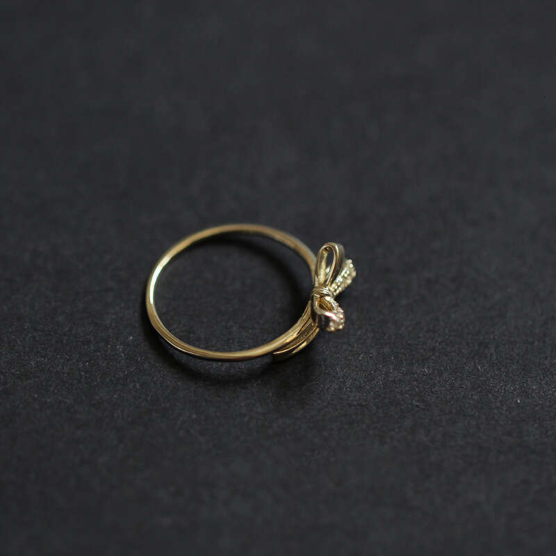 Korean and Japanese Style Fashion Personality Gold-Plated Bowknot Light Luxury for Women Niche Design Index Finger Ring
