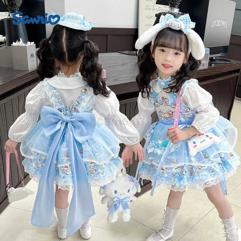 Sanrio 2024 Sanrio Cosplay Cinnamoroll Lolita Princess Dress Summer ChildrenS Birthday Party Costume Puffy Skirt Dress Suit Girls Gift XJ250618