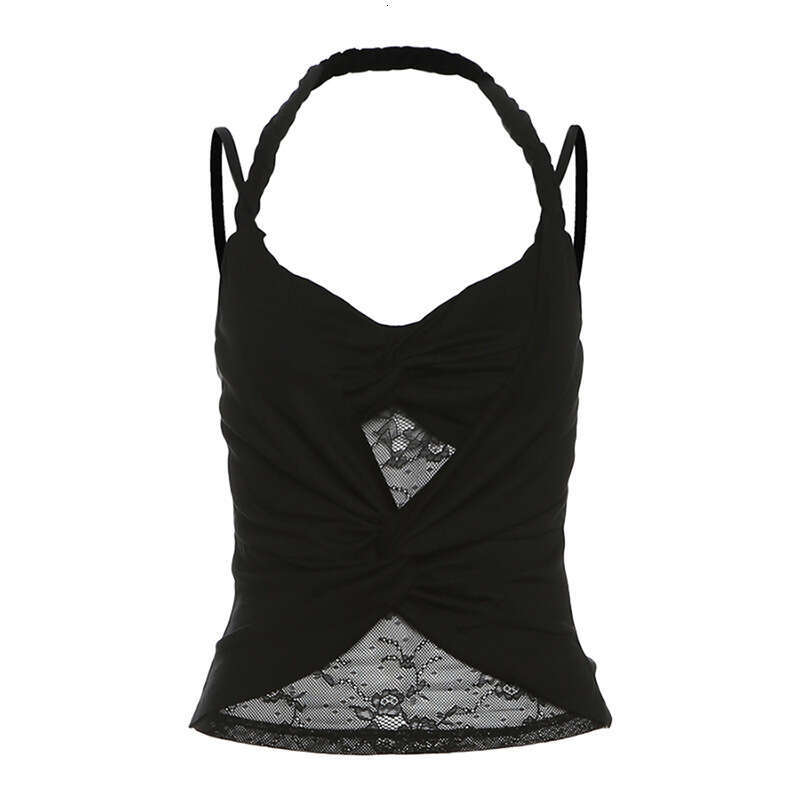 Summer New Women's Solid Color Sexy Halter Neck Slim Lace Crop Top Vest B5