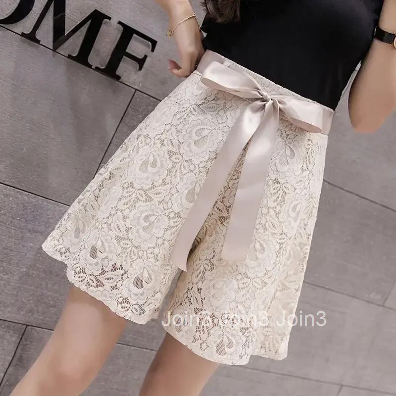 High Waist Lace White Shorts for Women Cute Woman Short Pants Kawaii Wide Fashion Clothing 2025 Youthful Harajuku Casual XL Y2k