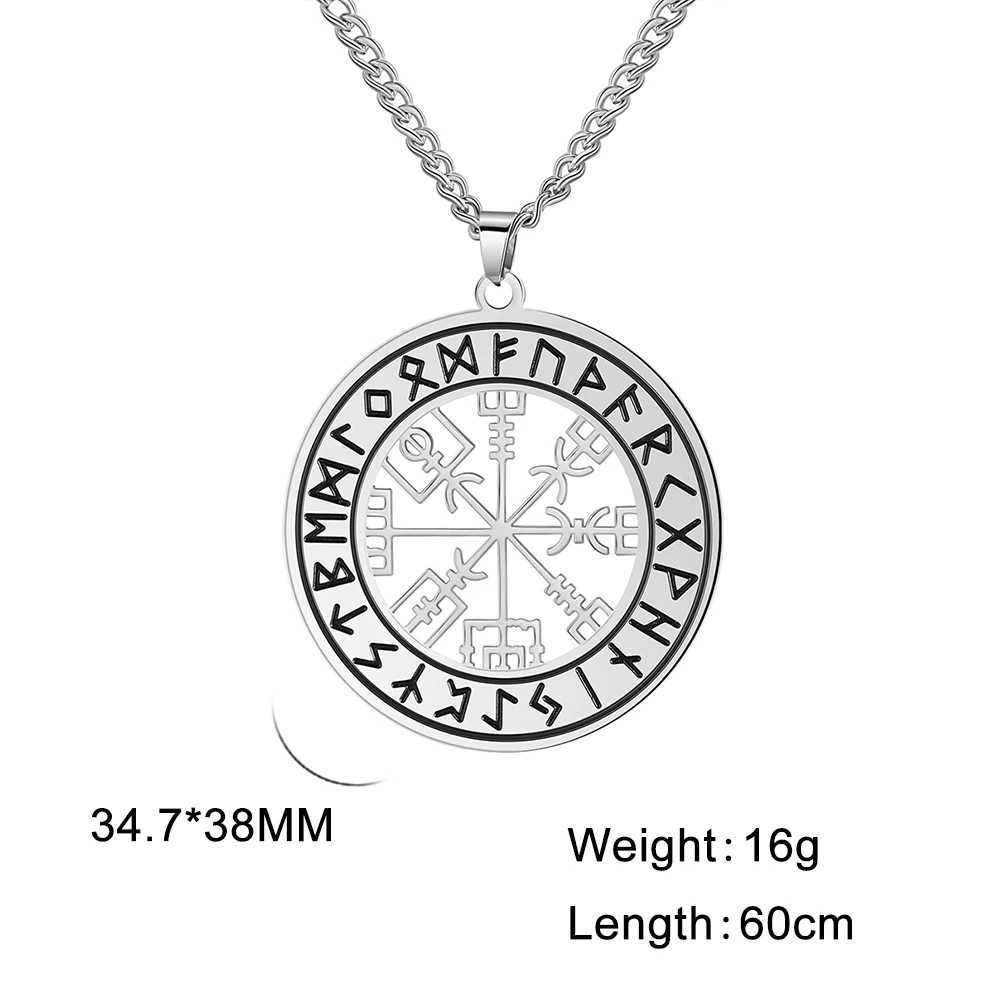 LIKGREAT Norse Viking Odins Runes Male Necklace Vegvisir Symbol Compass Pendant Vintage Stainless Steel Supernatural Jewelry W250618
