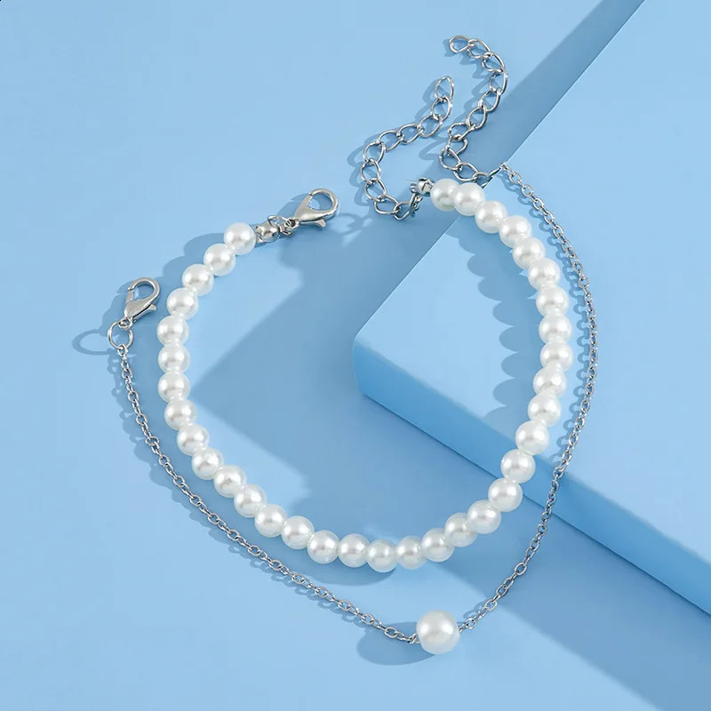 ZAKOL Simple Artificial Pearl Scallop Shell Pendant Anklet Creative Retro Footwear Beach Ankle Bracelet Accessories 250606