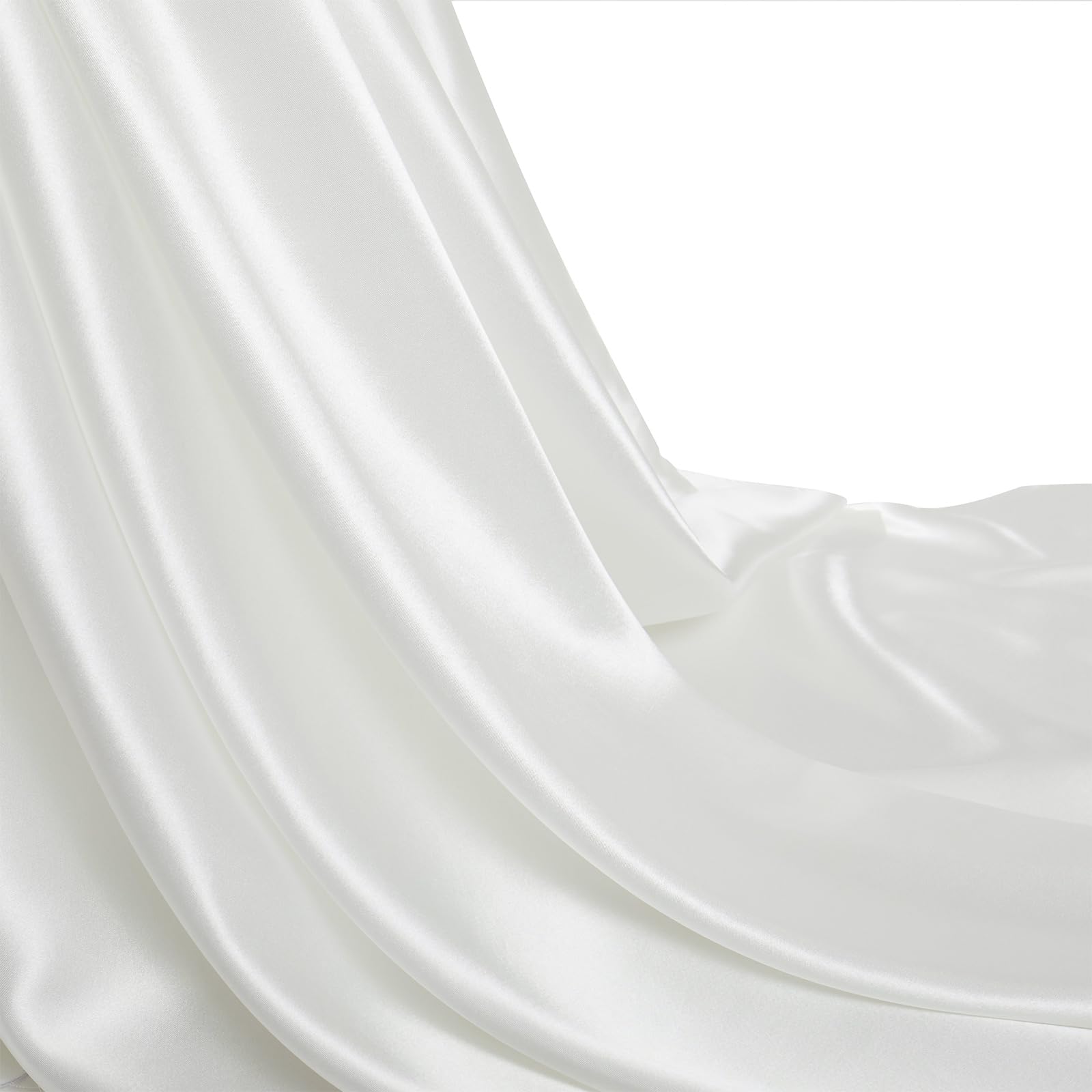 Silk Satin Fabric 5 Yards 55" Wide, Shiny and Soft Charmeuse Satin Fabric for Sewing Wedding Bridal Dress