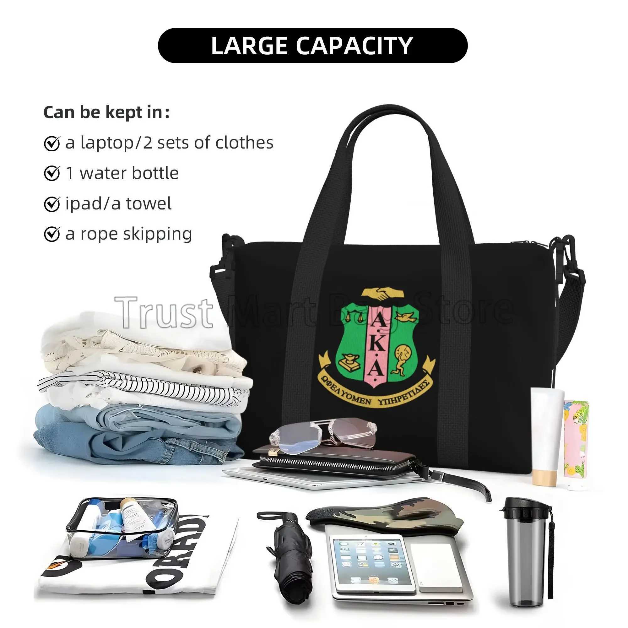 AKA Sorority Print Hand Travel Bag Sports Fishing Gym Yoga Luggage Tote Bag Multipurpose Waterproof Weekender Bags for Women Men W250618