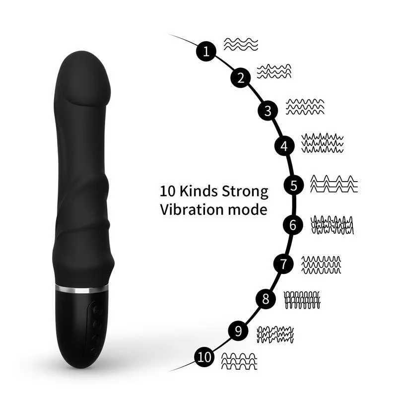 10 Modes Soft Silicone Vibrator Big Dildo Massager Female Masturbator for Couples G-spot Clitoral Stimulator Sex Toys for Women XJ250618