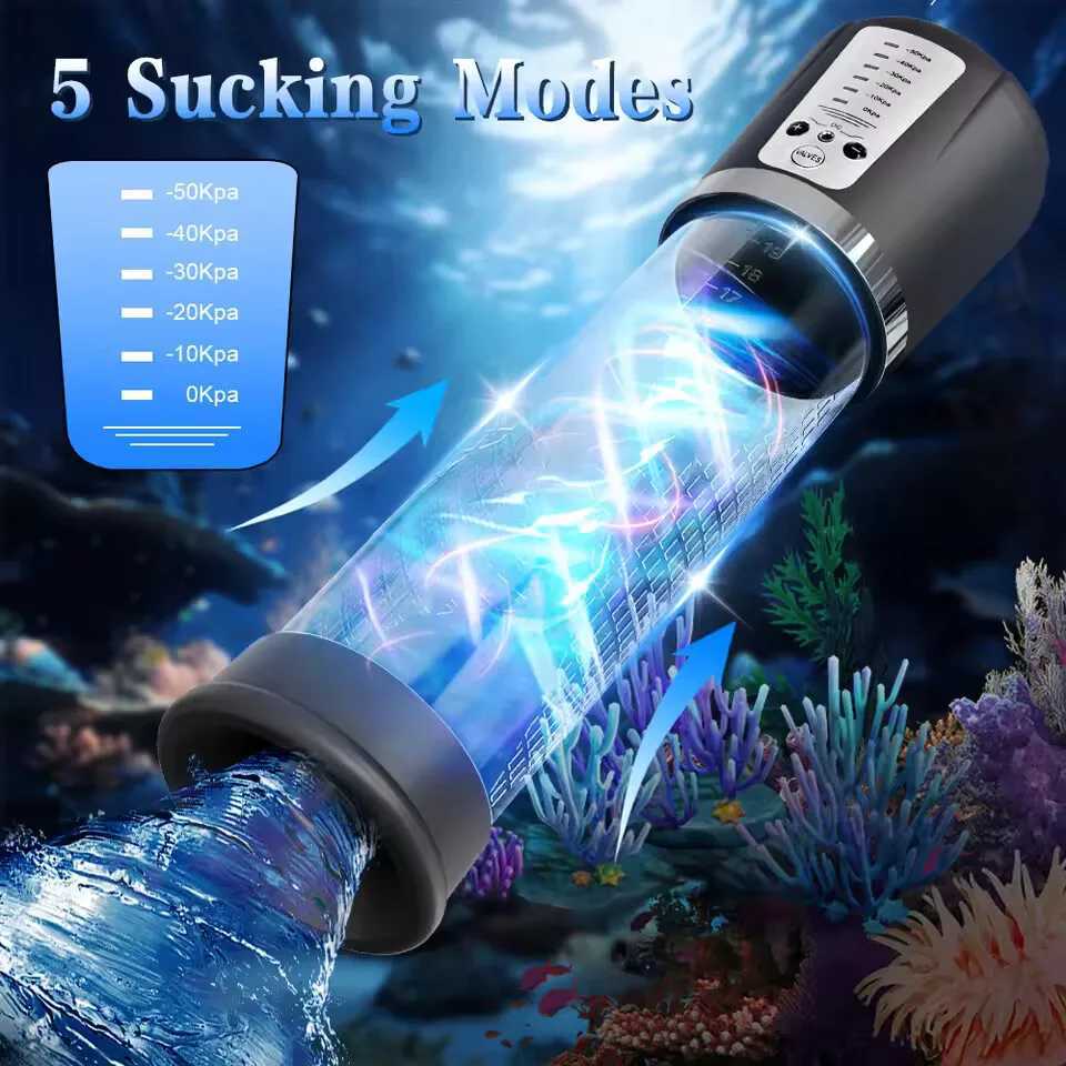 Electric Penis Pump Male Masturbator Vacuum Pump Extender Enlarger Dick Pump Cock Ring Adult Delayed Ejaculation Training W250618