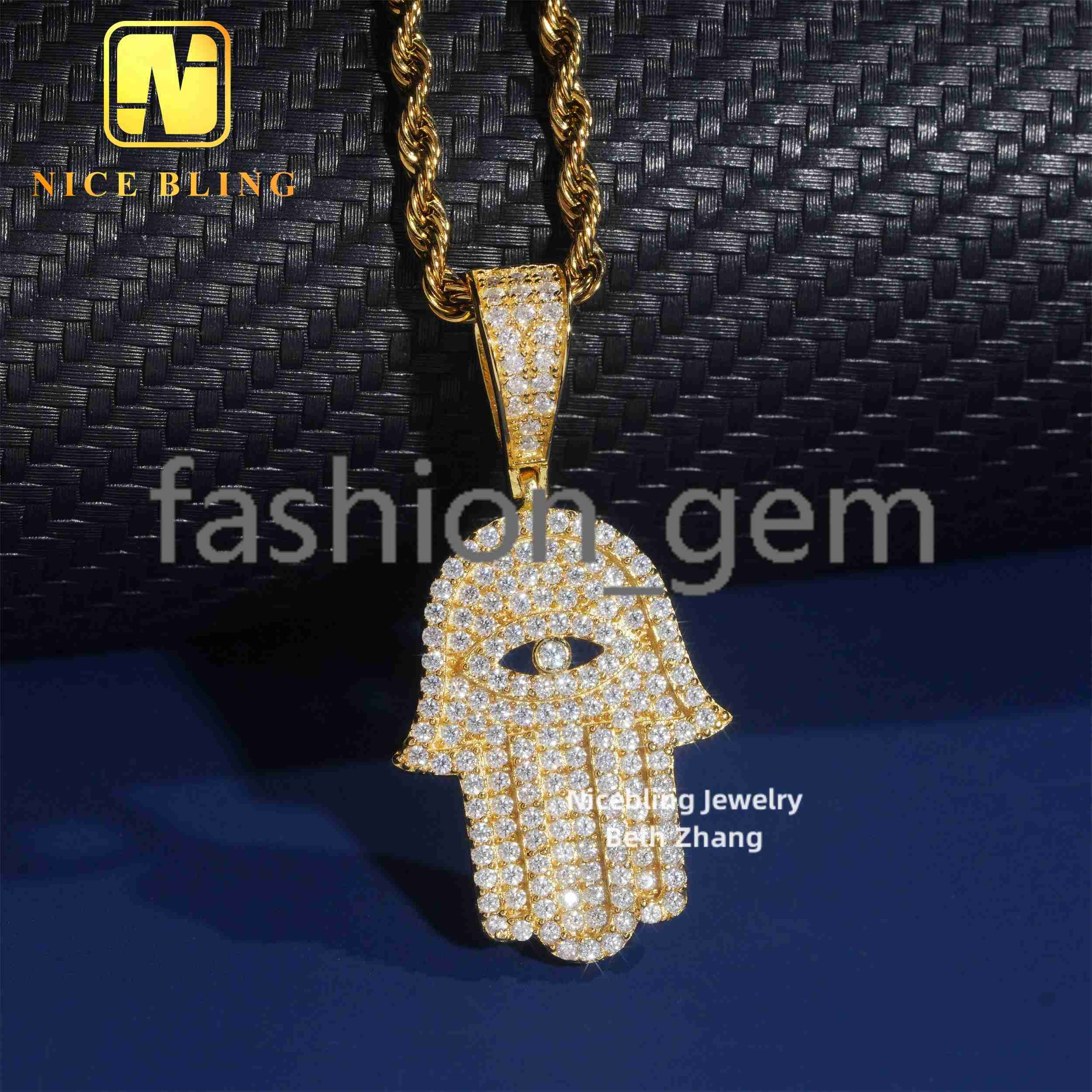 Cheap Price Hip Hop Fashion Charm 925 Silver Vvs Moissanite Diamond Pendant Iced Out Jewelry Men Women Hamsa Hand Pendant