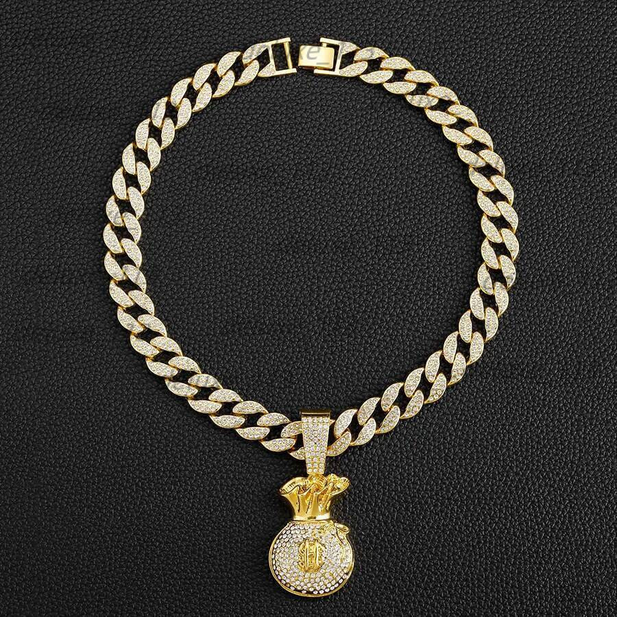 Small And New Pendant Street Hip Hop Full Dia Personalized USD Symbol Money Bag Cuban Chain Jewelry
