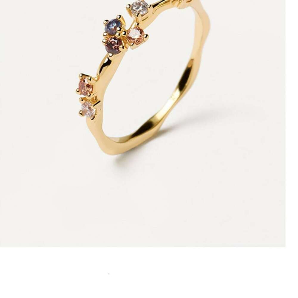 Spanish PD Exquisite Sparkling Seven Diamond Zircon Light Luxury Style Elegant Gold Versatile High-end Ring