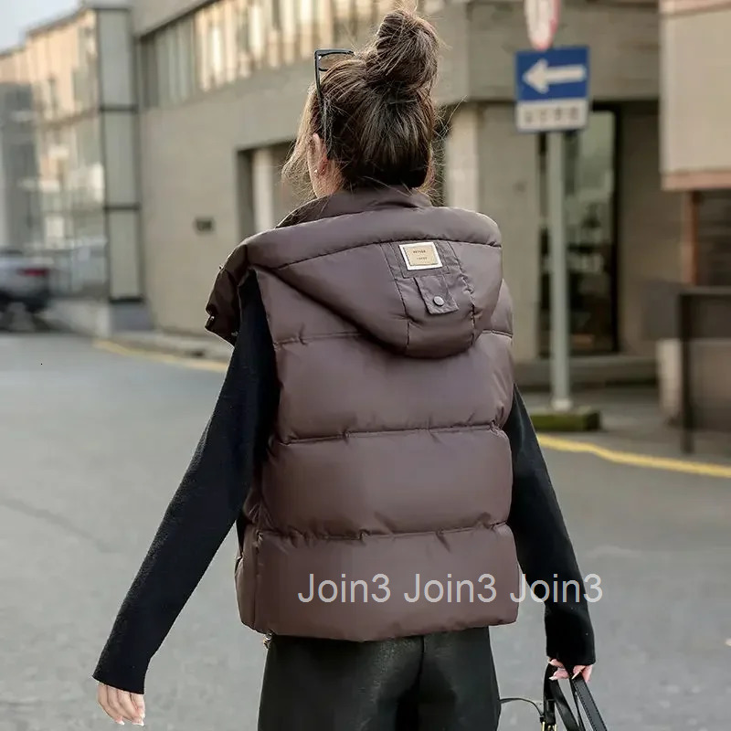 Korean Style Loose Womens Padded Cotton Vests Warm Cold Coats on Sale Lightweight Cheap Insulated Youthful Casual Lady Giletes