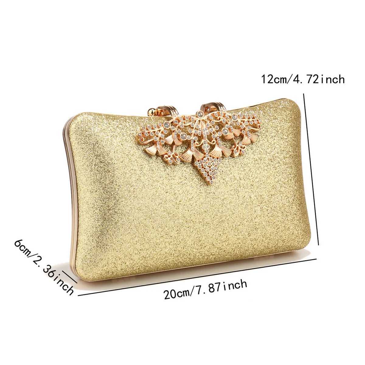 Golden Metal Chain Clutch Diamonds Sequined Evening Bags Shiny Casual Glitter Lady Handbags Silver Clutch Z250618