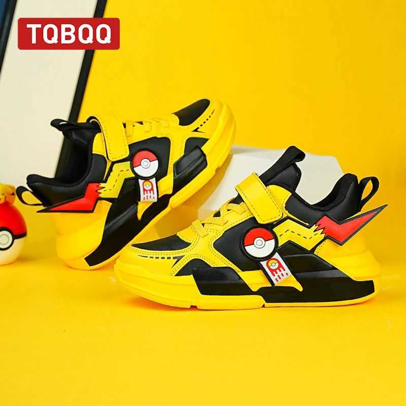 Kids Waterproof Leather Fashion Sneakers Boy and Girl Cute Sports Shoes Childrens Street Casual Walking Shoes - Yellow Z250618